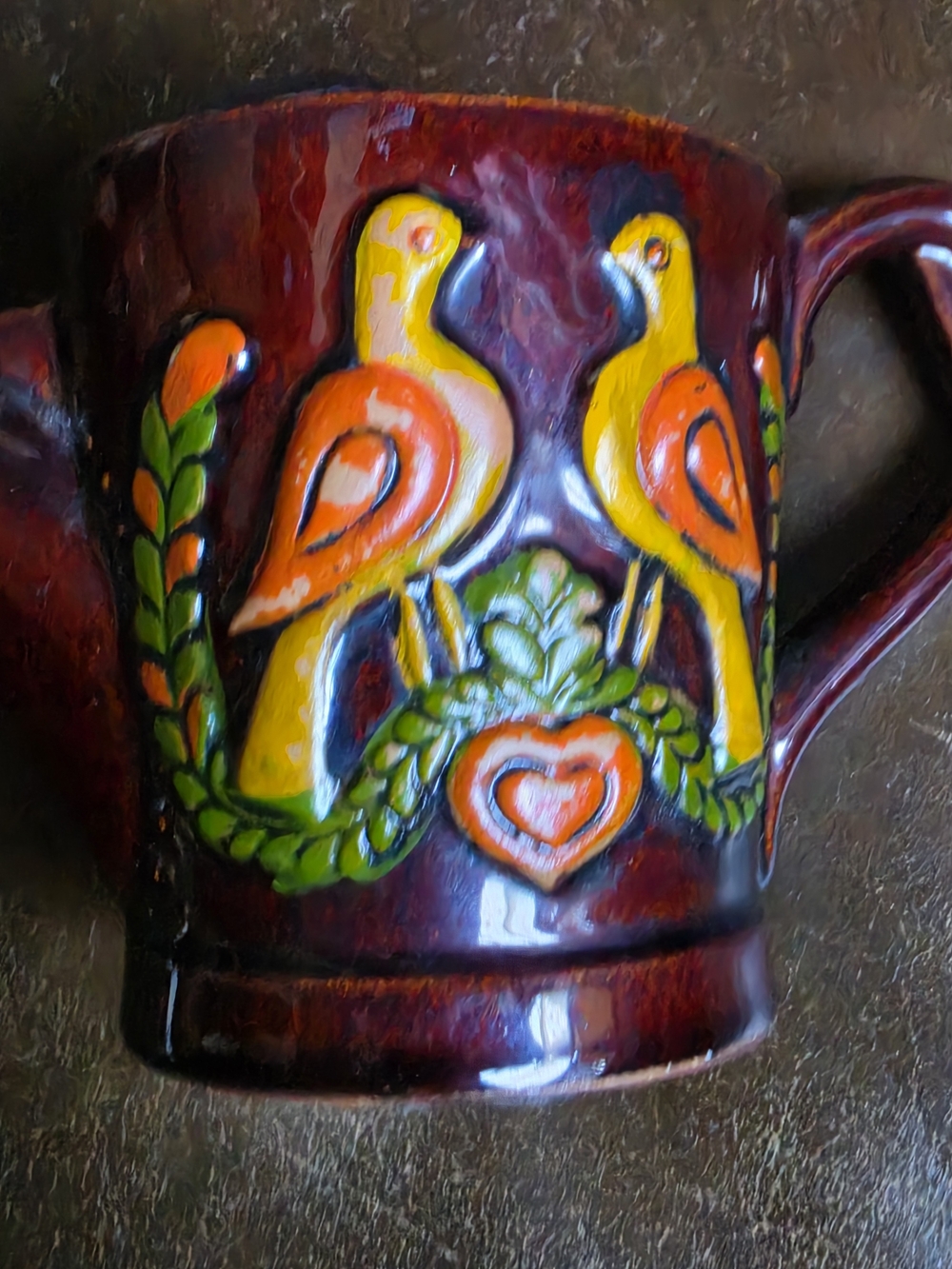 Vintage Inarco Japan Love Birds Watering Can Ceramic Mug